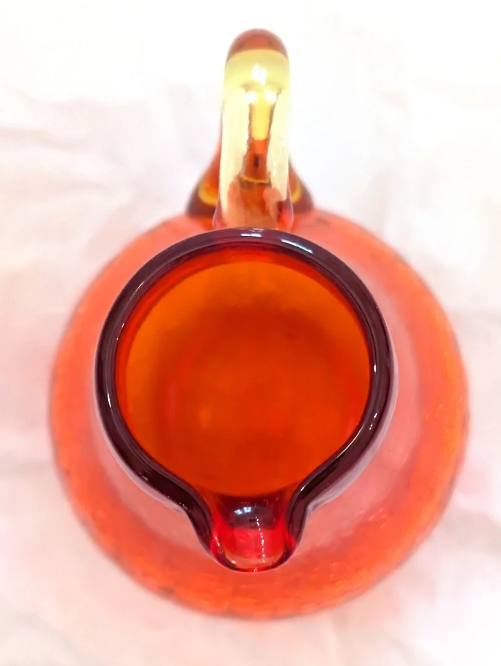 Vintage Mid-century Modern Amberina Crackle Art Glass Mini-Pitcher